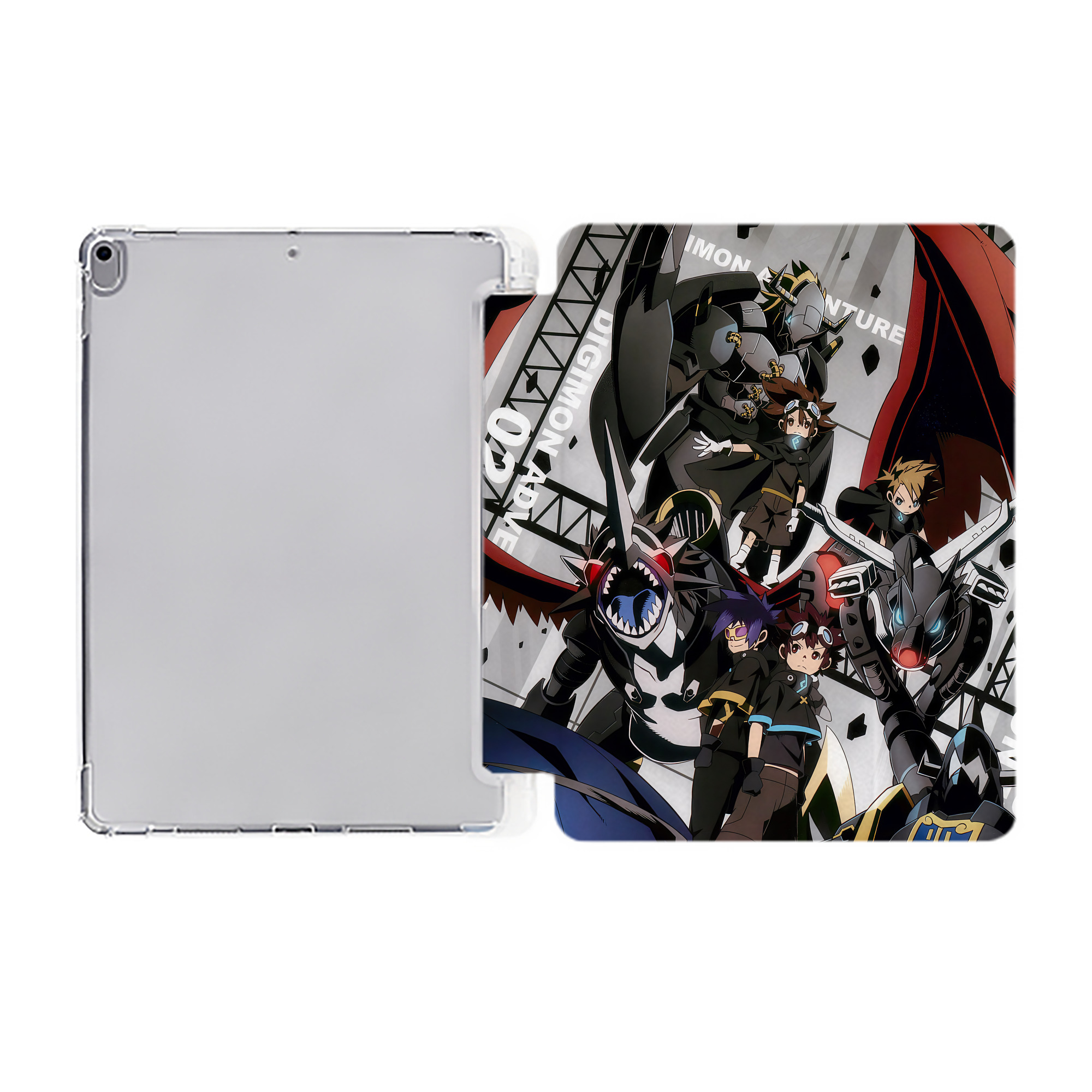 （画像用） Digimon デジタルモンスター/デジモン IPad ケース ペン収納付き 三つ折りスタンド PUレザー×シリコン 対応機種9.5/10.5/10.9インチ